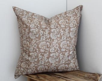 Floral print cushion with duck feather insert 45x45cm, Farmhouse Cushion cover, Country style cushions, Brown floral throw cushion