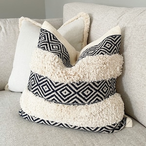 Navy Throw Cotton Cushion Cover, Navy and Beige Cushions, Navy Pillow Cover, Geometric Cushion, Beige Scandi Cushion, Handmade cushion