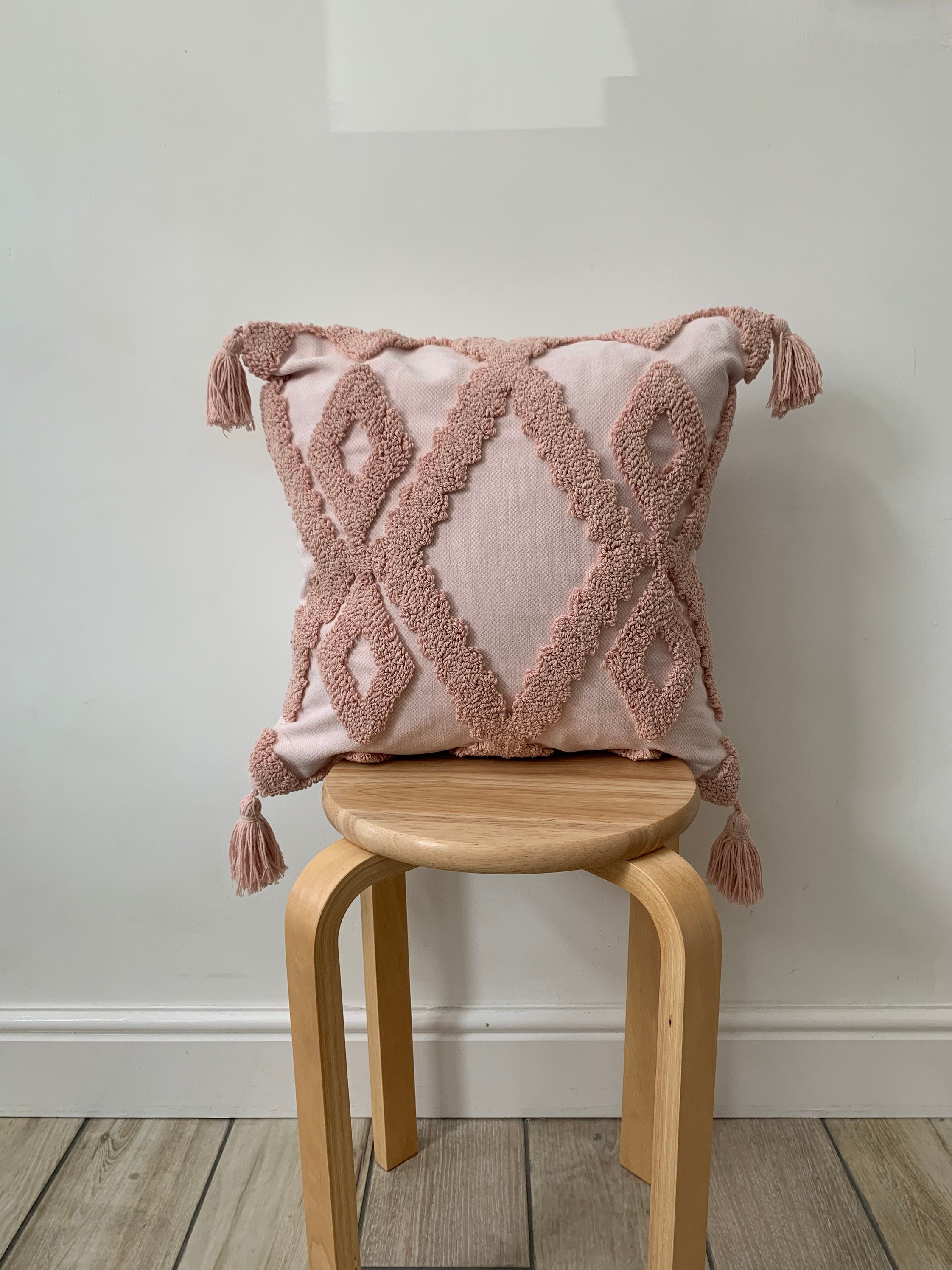 Pink Bohemian Cushion Cover Cotton Cushion with Tassels Pink Etsy