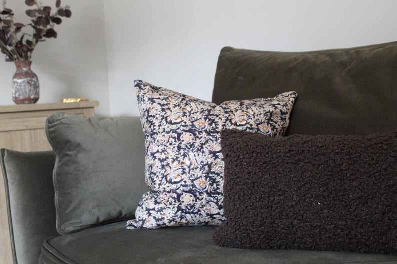 brown earthy vintage cotton cushion 45x45cm