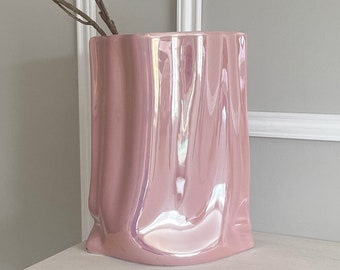 Pink Decorative Vase, Vase for Dried Flowers UK, Small mirrored Vase, Housewarming Gift, Modern pink mirrored Vase