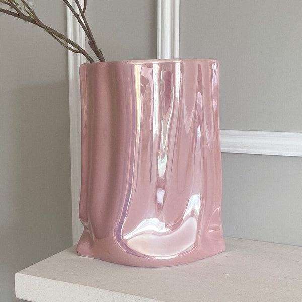 Pink Decorative Vase, Vase for Dried Flowers UK, Small mirrored Vase, Housewarming Gift, Modern pink mirrored Vase