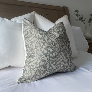 Dark green and neutral floral print cushion, Farmhouse Cushion cover, Country style cushions, 45 x 45cm linen effect cushion