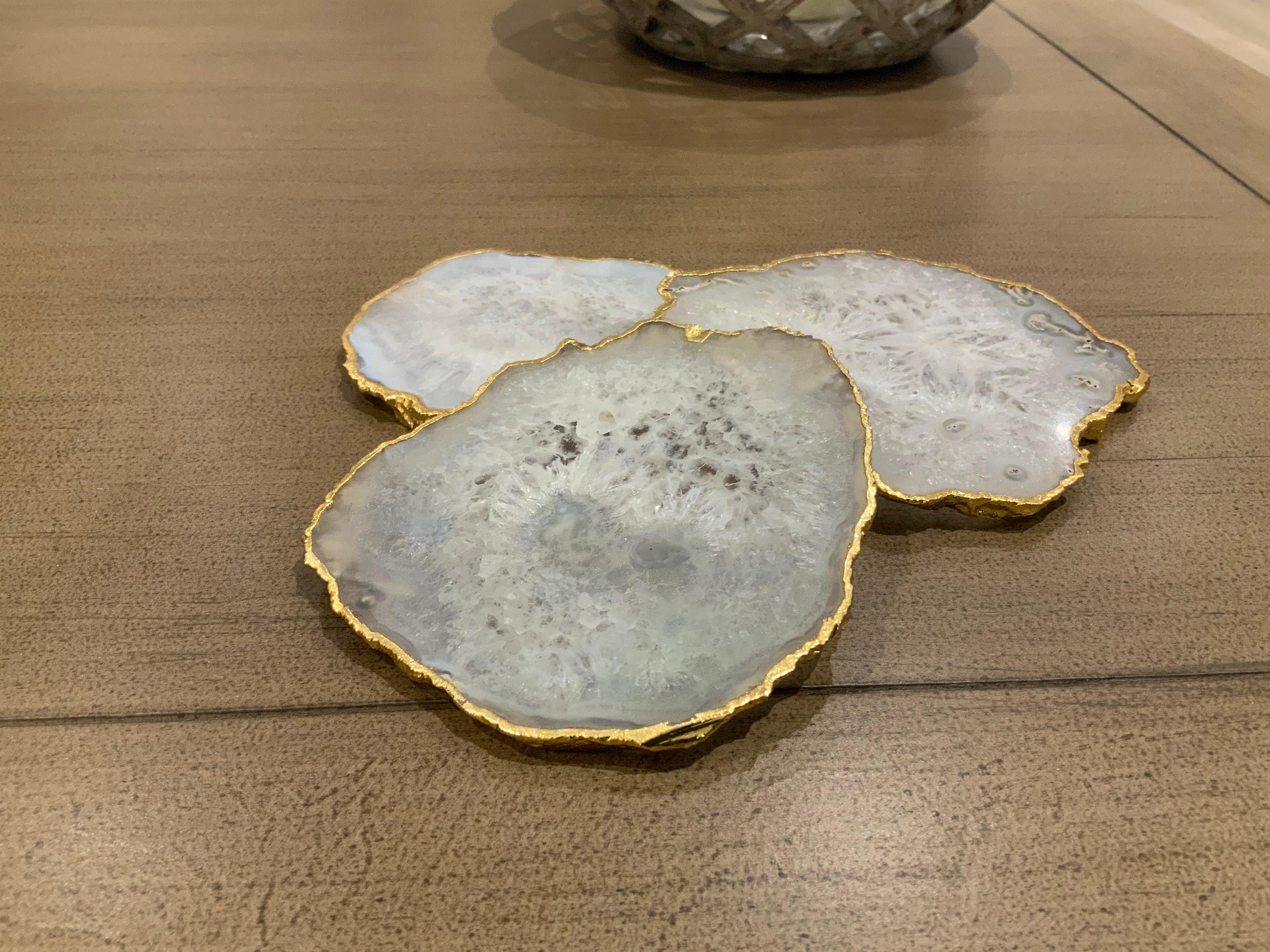 White Agate Stone Crystal Coasters, Stone Coasters in the UK, White C…