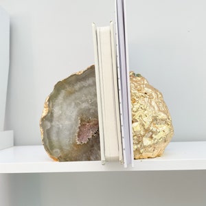 Agate Stone Bookends or Agate Stone Ornament, ALMOST PERFECT White Agate Stone Bookends, Crystal Bookends in the UK, Agate Stone Slice image 5