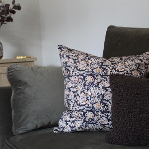 Brown Floral Indian Cushion 18x18inch in cotton