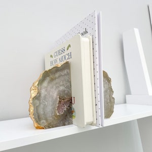 Agate Stone Bookends or Agate Stone Ornament, ALMOST PERFECT White Agate Stone Bookends, Crystal Bookends in the UK, Agate Stone Slice image 1