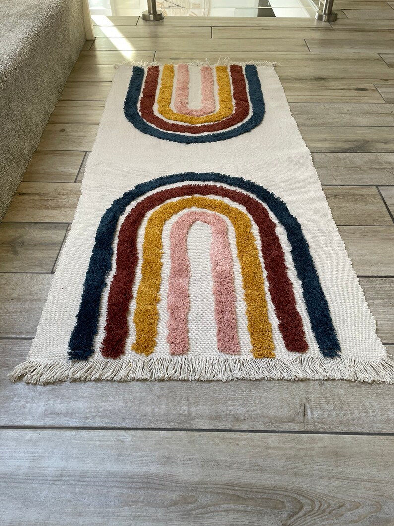 Nursery Decor, Nursery Tufted Rug Rainbow Hallway Runner, Kids Bedroom