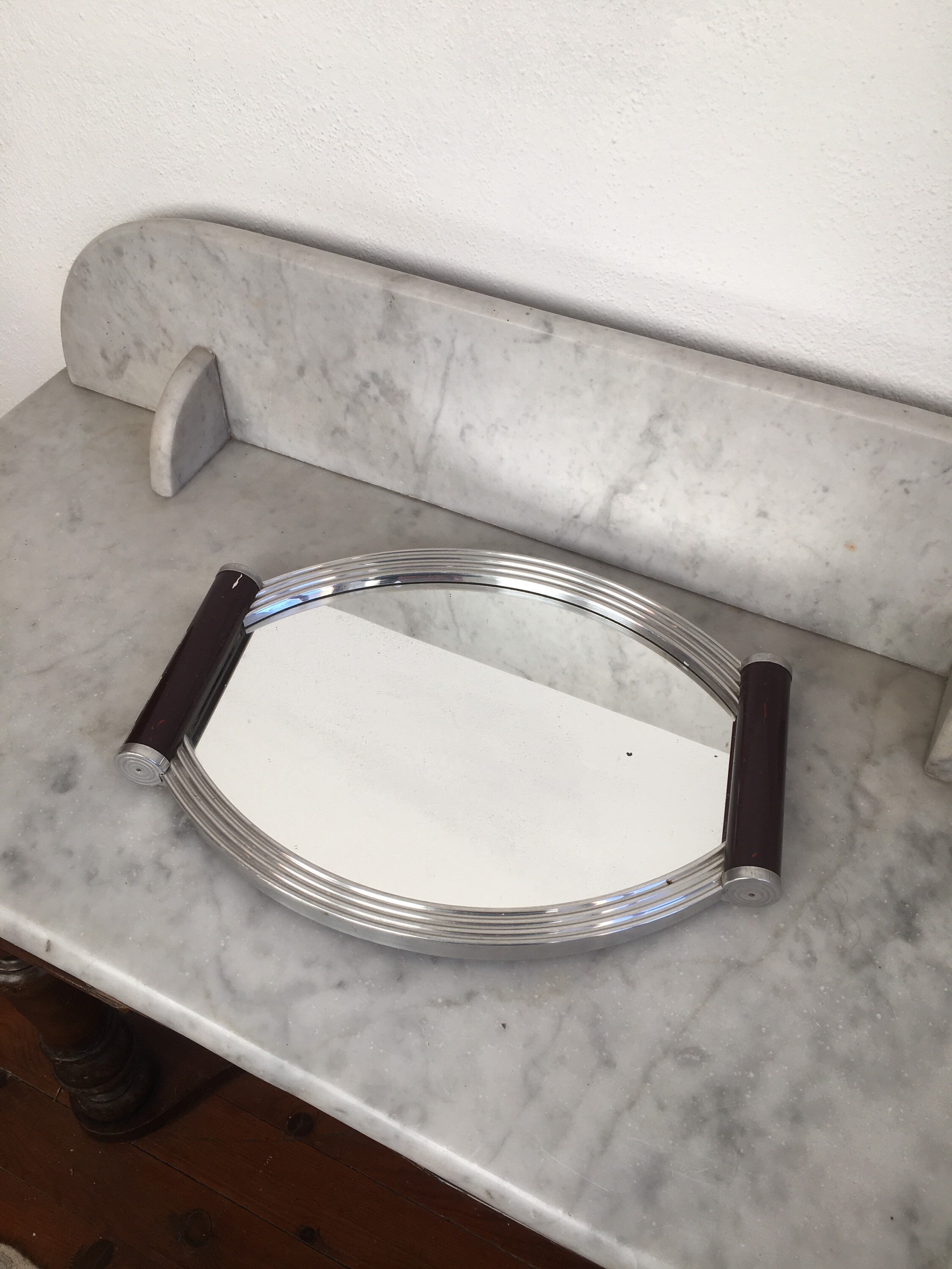 Plateau à Cocktails en Miroir Art Déco Français