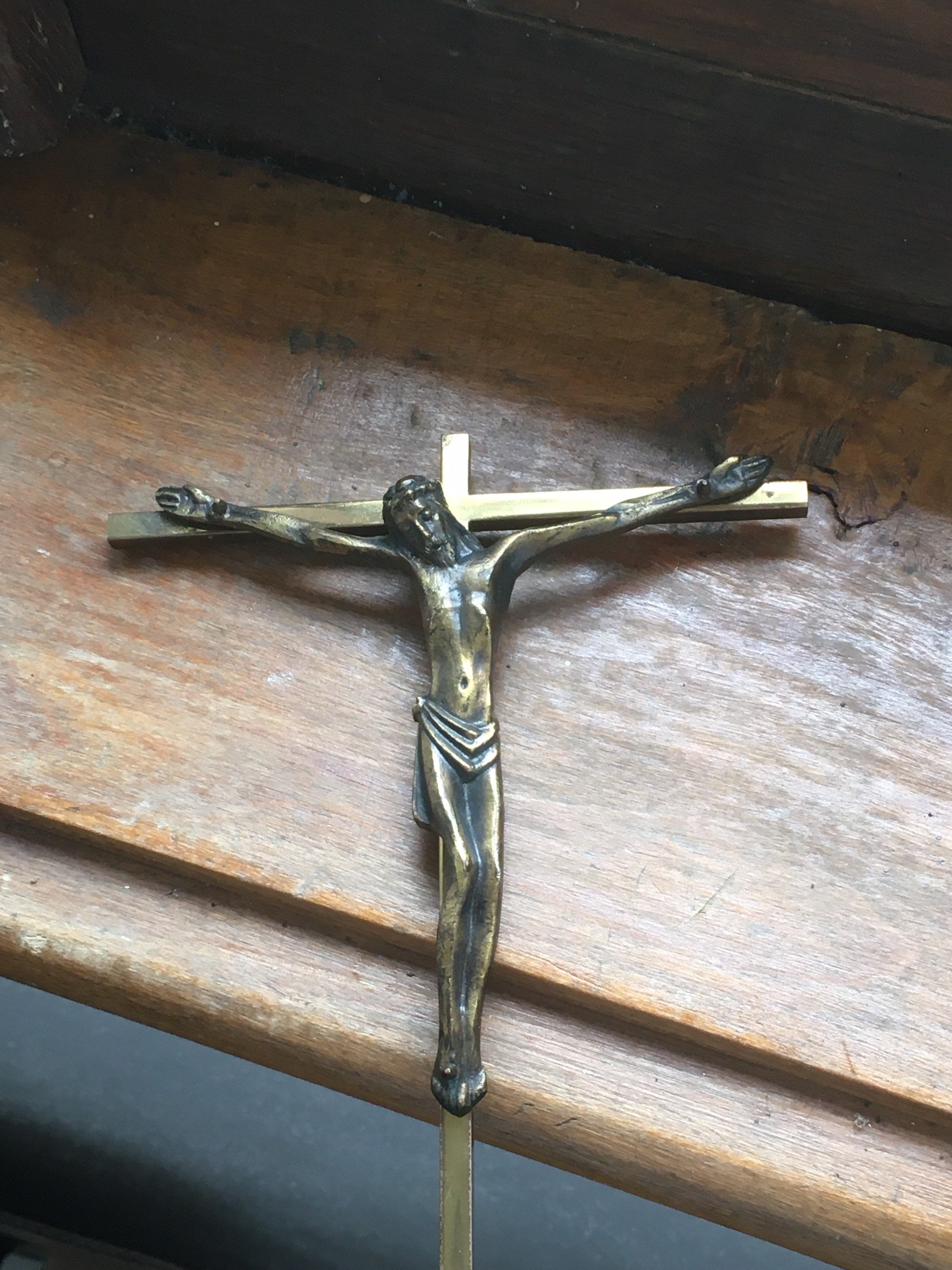 Français Vintage Bronze Moderniste Crucifix