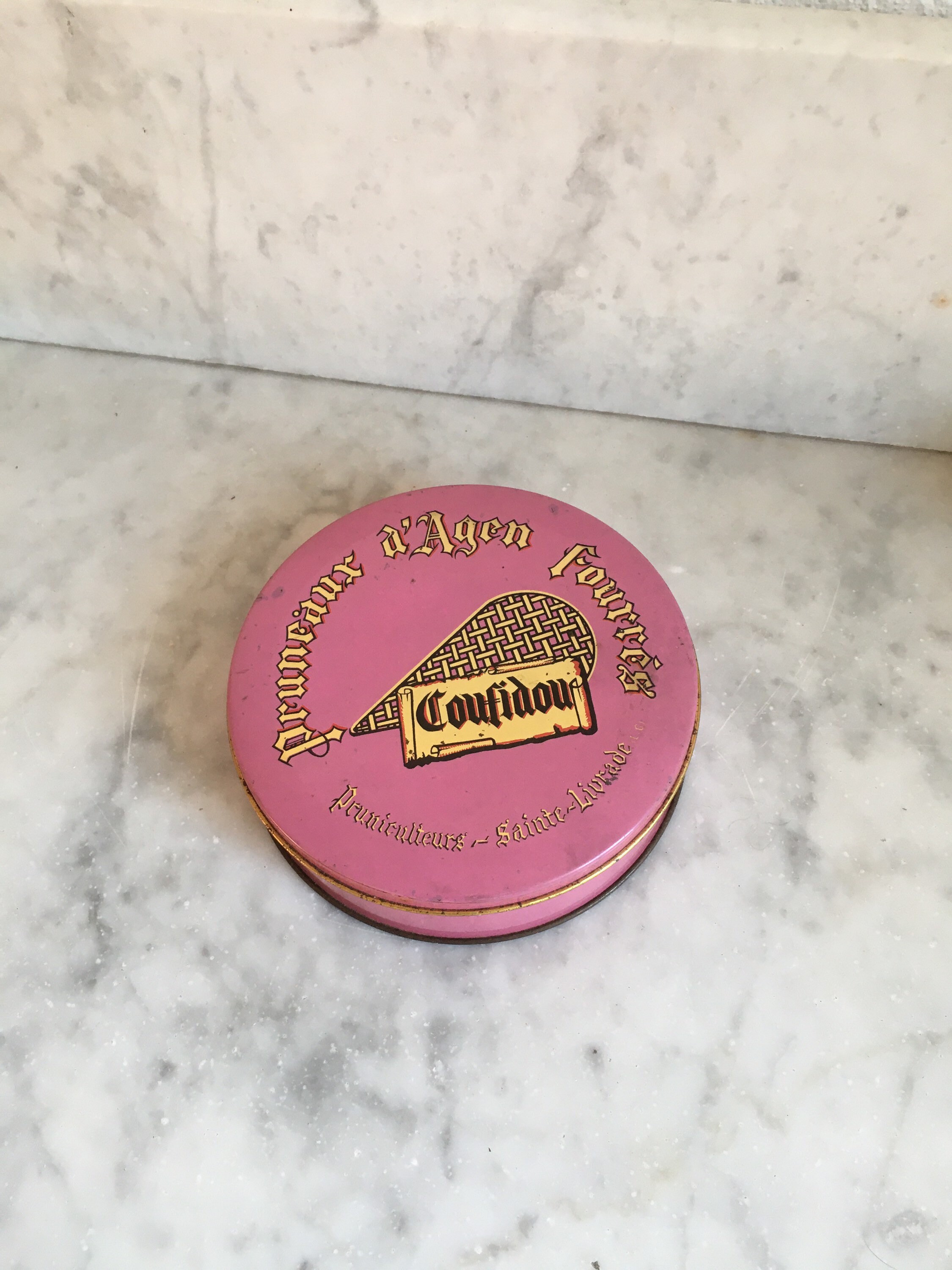 Vintage Rose Français Étain Pruneaux d'agen Fourrés