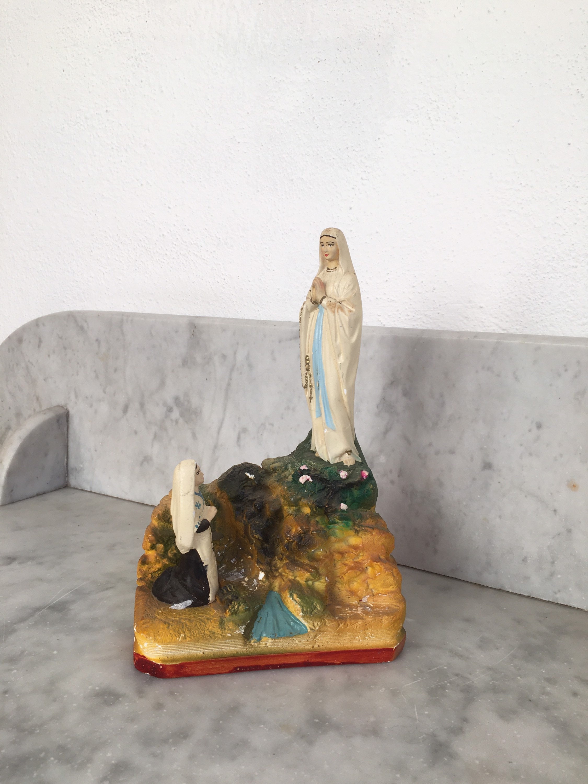 Français Statue Vintage de Notre-Dame Lourdes