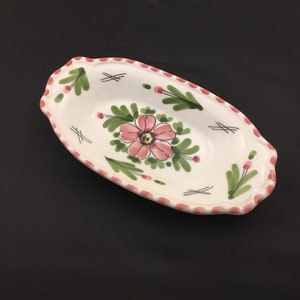 French vintage hand painted ceramic trinket/soap dish