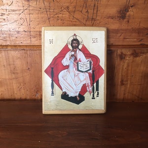 Vintage religious icon on wood