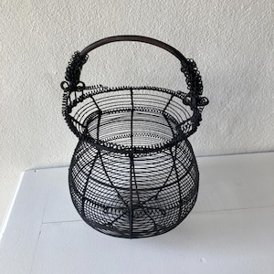 French vintage wire work basket hand made egg basket