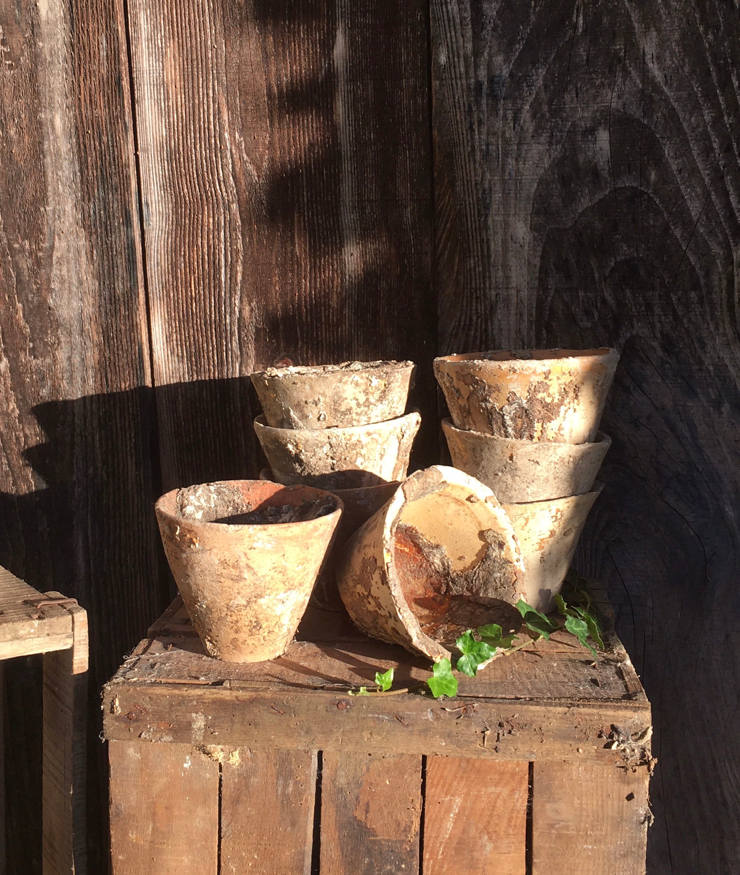 French Vintage terracotta resin pots