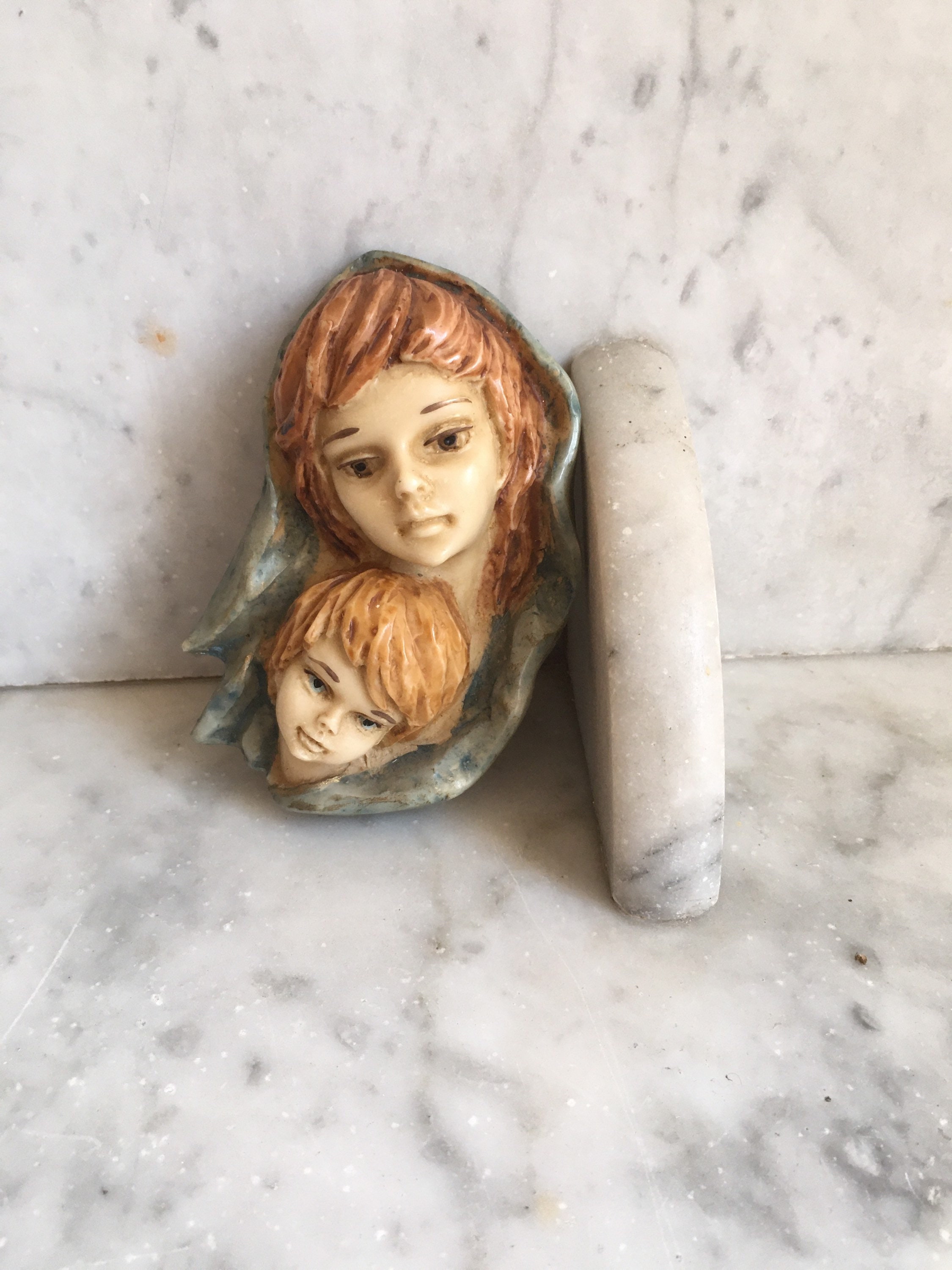 Plaque Religieuse Vintage Vierge Marie et Enfant