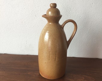 French vintage Grès vinaigrette earthenware bottle