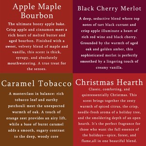 Apple Maple Bourbon, Black Cherry Merlot, Caramel Tobacco, Christmas Heart