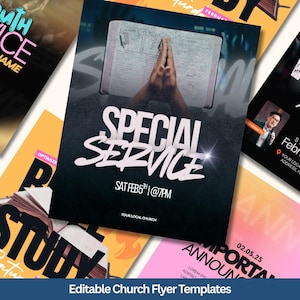 Church Flyer Templates – Editable Canva Flyers for Church Events, Youth, & Services – 5+ Designs