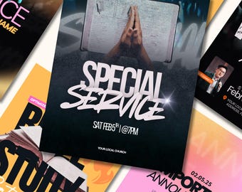 Church Event Flyer Templates | Canva Editable Announcements (Instant Download)
