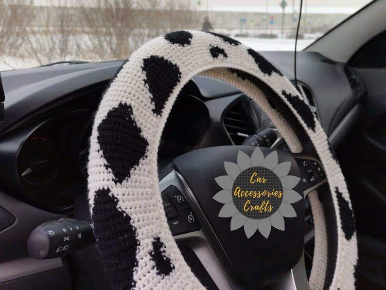 Cow Steering Wheel Cover Crochet Steering Wheel Cover Cow Etsy
