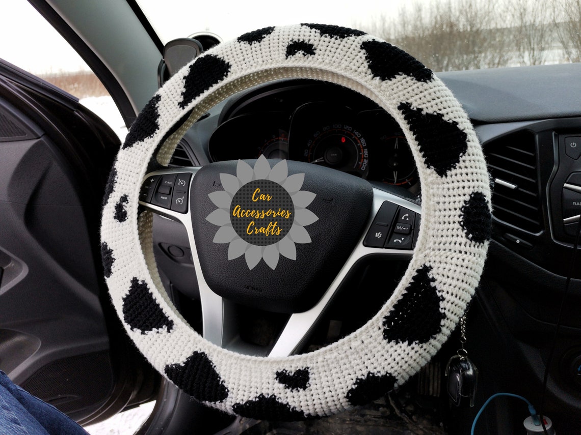Cow Steering Wheel Cover Crochet Steering Wheel Cover Cow Etsy