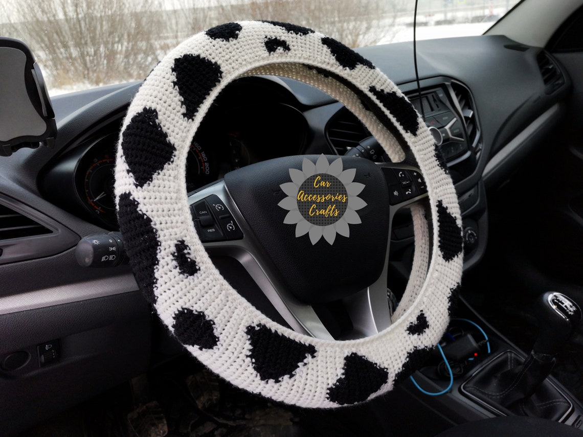 Cow steering wheel cover crochet steering wheel cover cute Etsy