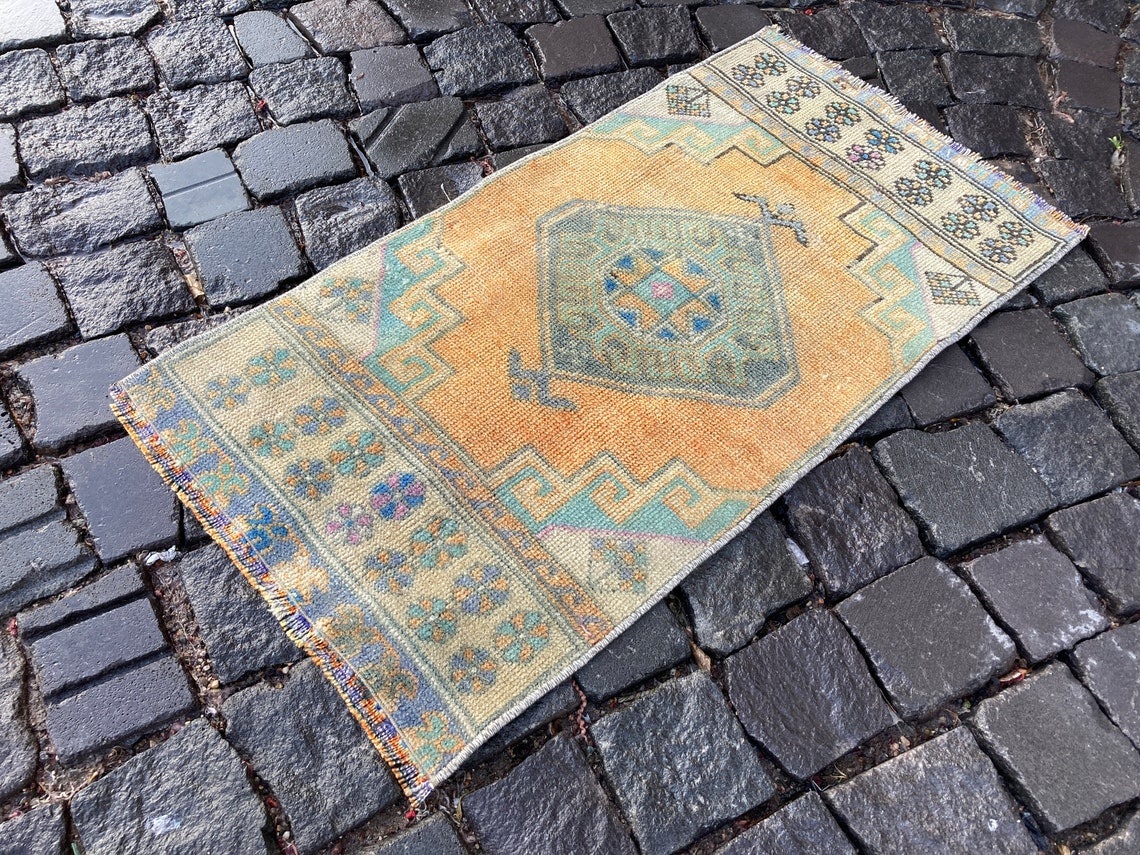 Bath rug Small rug Vintage rug Wool rug Home decor Bath Etsy