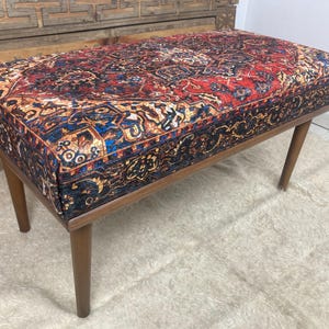 Handmade Ottoman, Bench, Custom Size, Turkish Rug Bench, Upholstered Bench, Boho Decor, Piano Seat, Dining Table Bench Bedroom Hallway Bench