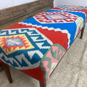 Ottoman Bench, Dining Table Seat, Piano Bench, Bedroom Seat, Handmade Furniture, Boho Decor, Turkish Rug Bench, Entry Footstool, 18x18x36