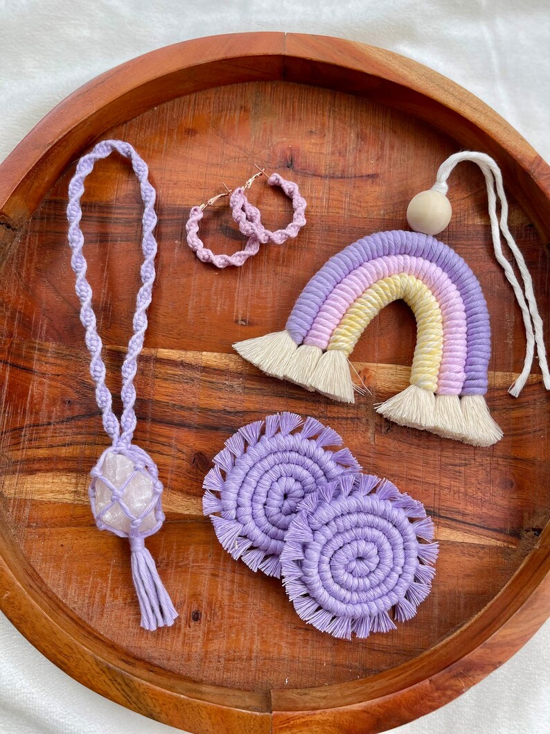 Custom Macrame Rainbow // Macrame Rainbow Car Charm // Macrame Etsy