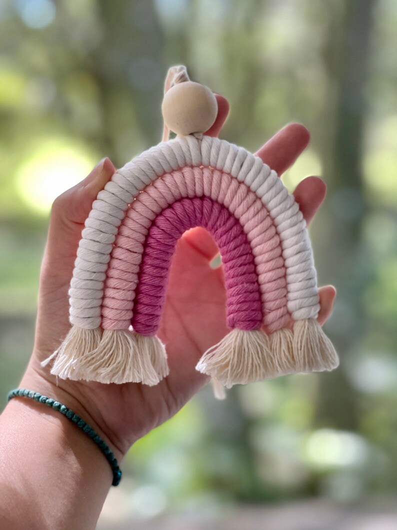 Custom Macrame Rainbow // Macrame Rainbow Car Charm // Macrame Etsy