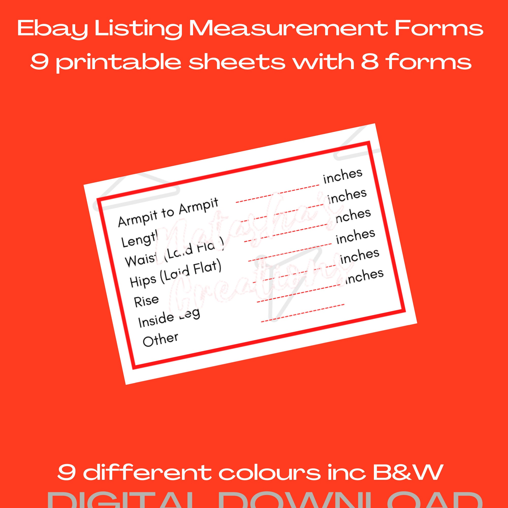 Ebay Clothing Listing Measurements Forms, Printable File, Instant ...
