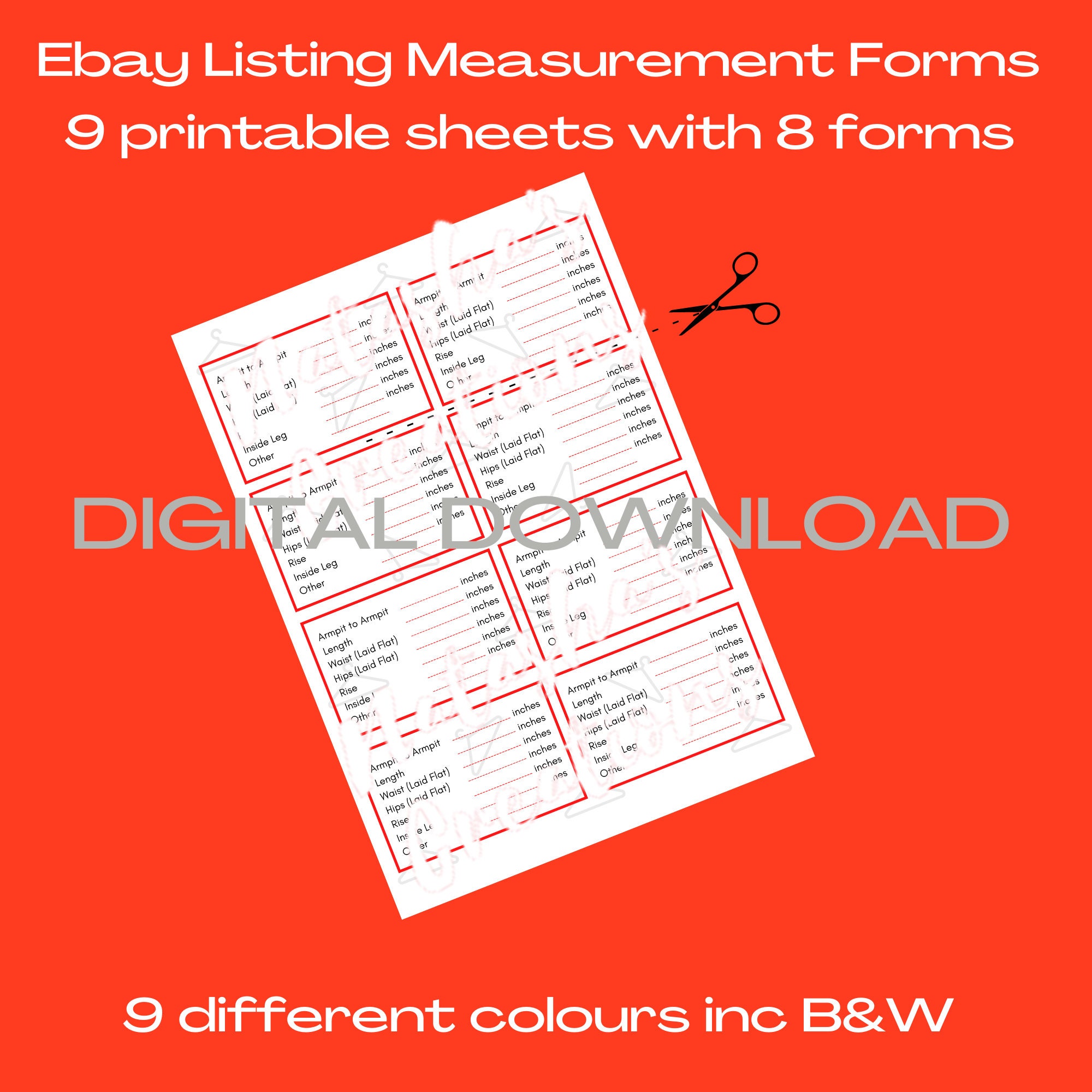 Ebay Clothing Listing Measurements Forms, Printable File, Instant ...