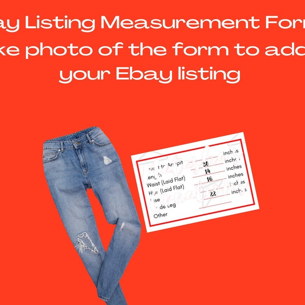 Ebay Clothing Listing Measurements Forms, Printable File, Instant Digital Download, Ebay Printable