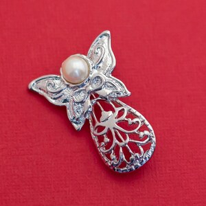 Vintage Silber Schmetterling Engel Brosche - F23