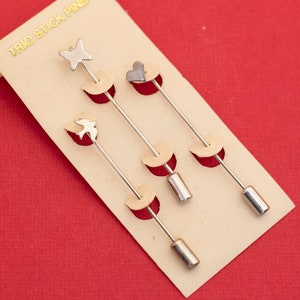 Vintage Fairy Love Stick Pin Bundle Gold Tone Stick Pins - F29