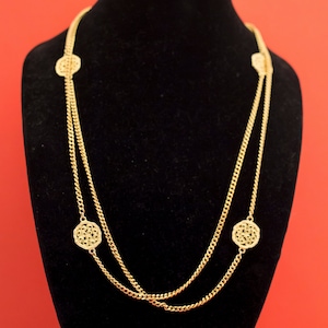 Vintage Renaissance 2-Strand Gold Chain necklace 34 Inches F16