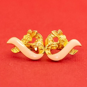 Vintage Spiral Heart Elven Gold Tone Clip On Earrings by Avon - F32