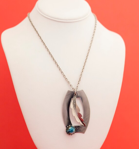 Vintage Medieval Rectangular-Feather-Galaxy Stone… - image 3