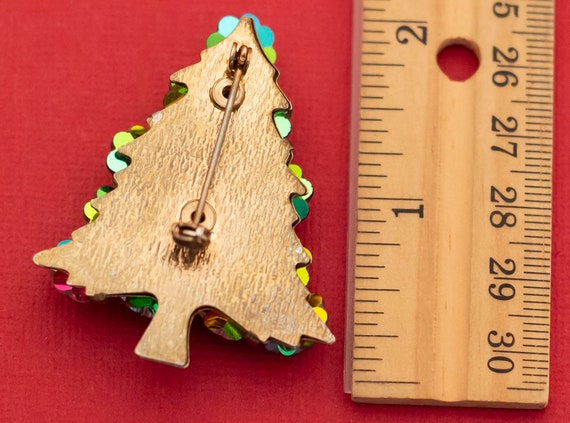 Vintage Colorful Christmas Tree Brooch - F28 - image 2