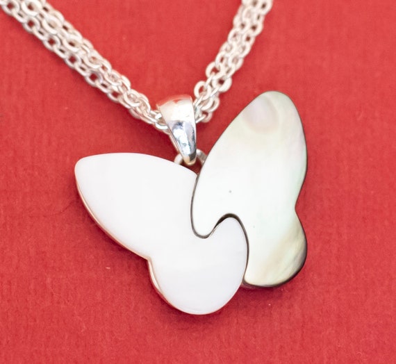 18 inch, Vintage Fairy Butterfly Silver Tone Neck… - image 1