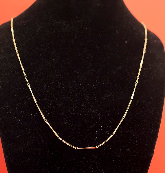 Vintage Gold Tone Knot and Link Line Necklace 26 … - image 2