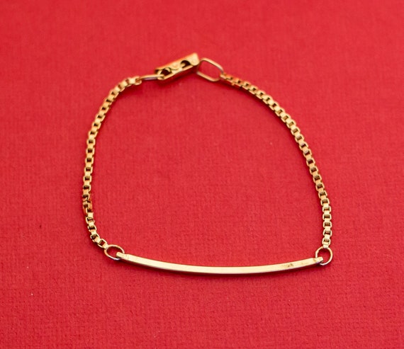 Minimalist Box Chain Hard Centered Plate Bracelet… - image 1