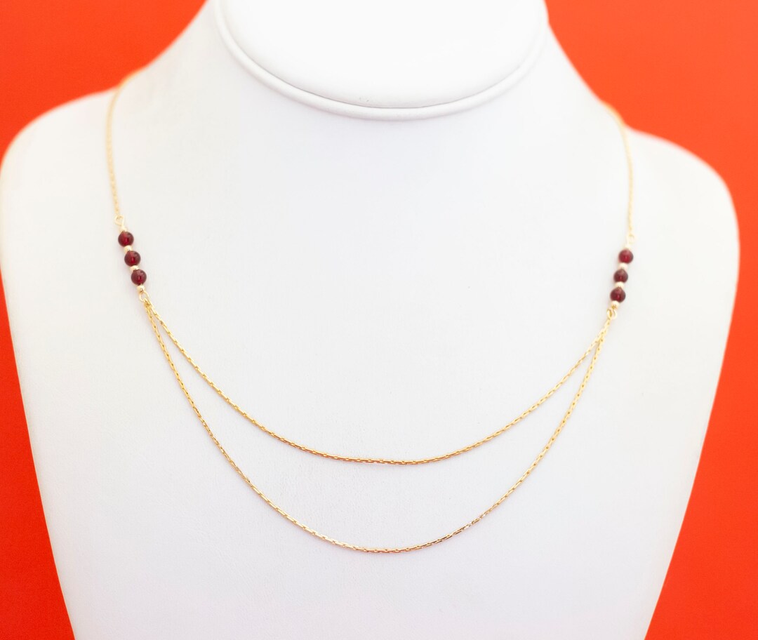 20 Inch, Vintage Minimalist Double Chains Gold Tone Necklace by Avon ...