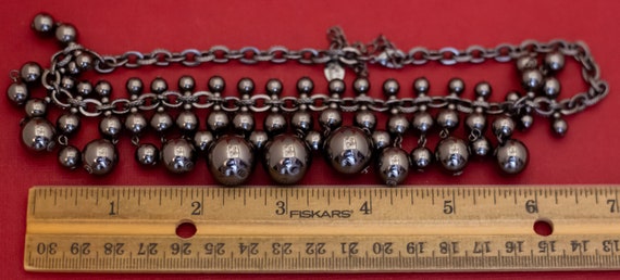 18 inch, Vintage Sphere Ball Beads Silver Tone Bi… - image 3