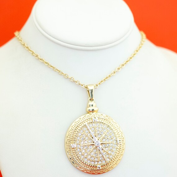 30 inch, Vintage Gold Tone Compass-shaped Stylish Nec… - Gem