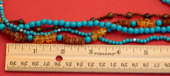 Multi-strand Teal Beaded Bohemian Necklace 18 Inc… - image 4