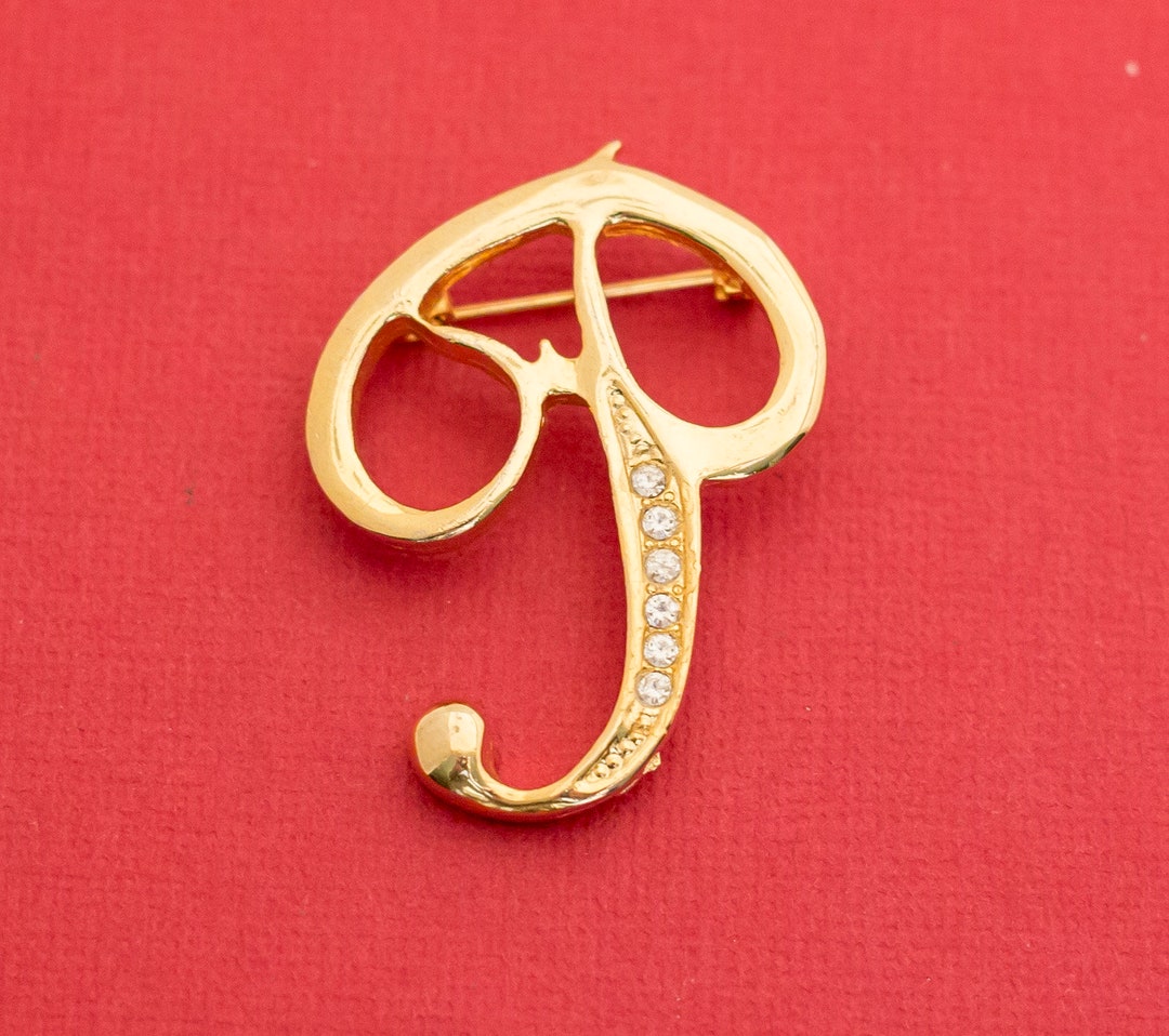 Vintage Letter P Gold Tone Brooch F23 - Etsy